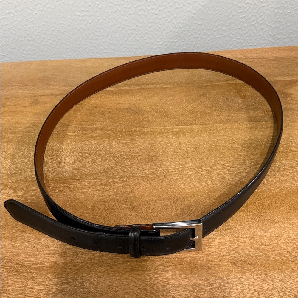 Aniline Kipskin shoulders Black leather belt with Silver Buckle size 42